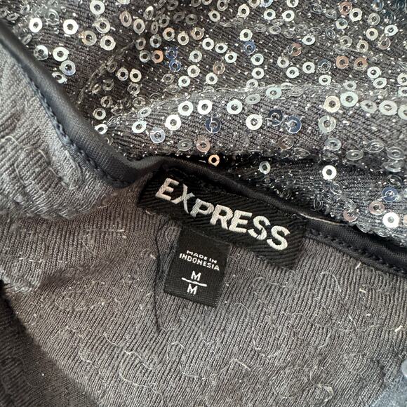 Vintage Y2K Express Fully Sequined Grey Black Embellished Cami Tank Top M - Picture 3 of 5